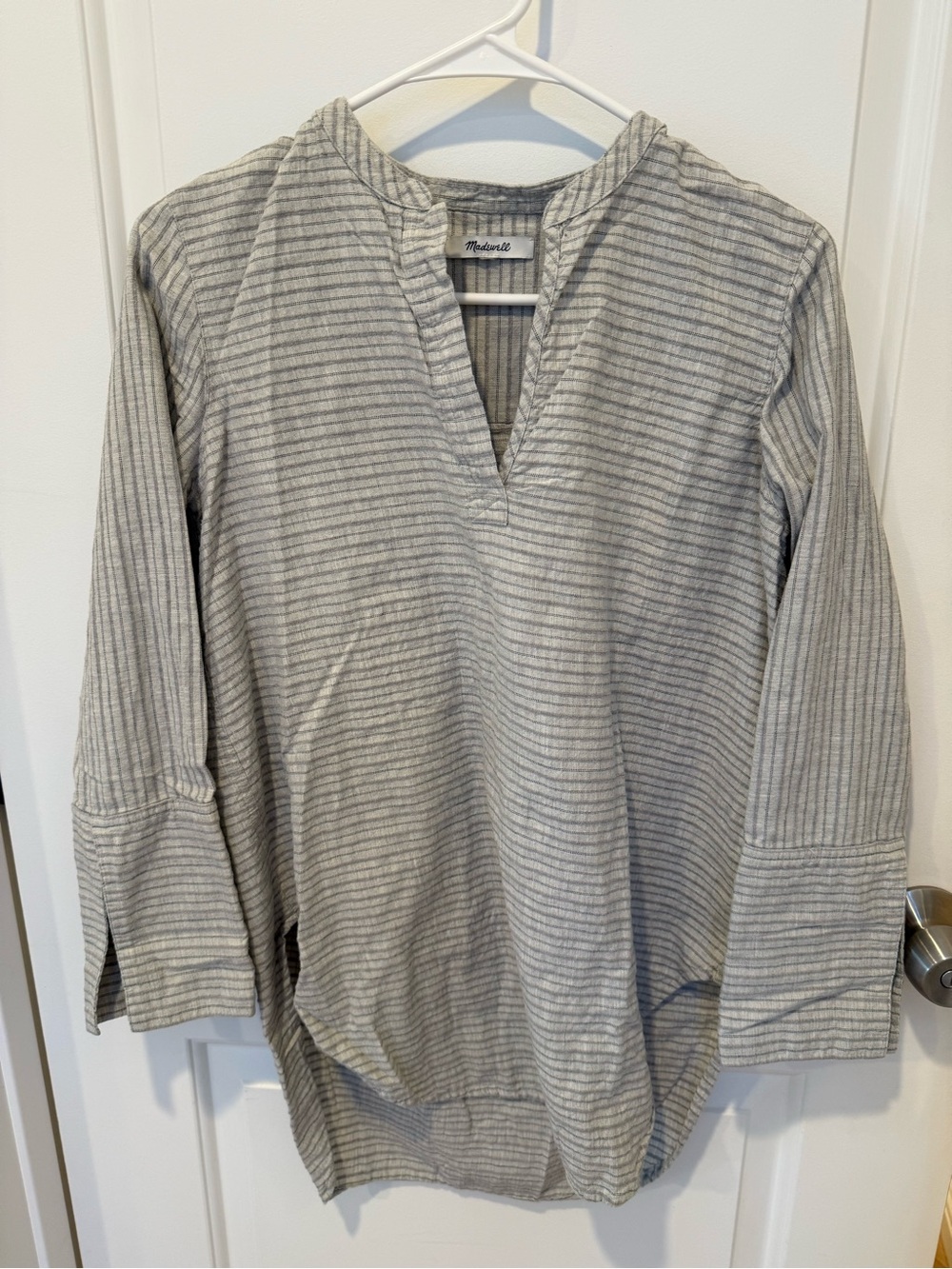 Madewell Light Gray Striped Long-Sleeve Pullover